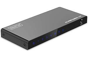 DIGITUS DS-55337 Divisor HDMI 1x4 - Entrada: 1 Puerto/Salida: 4 Puertos - UHD 4K/60 Hz HDTV: 3840 x 2160p - HDCP 2.2 - HDR, Deep Colour, conmutador EDID, DTS, Dolby Digital, LPCM