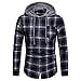 Produktbild POIUDE Frühling und Herbst Geschäft Gitter Mit Kapuze Freizeit Revers Lange Ärmel Shirt(Marine, XL)