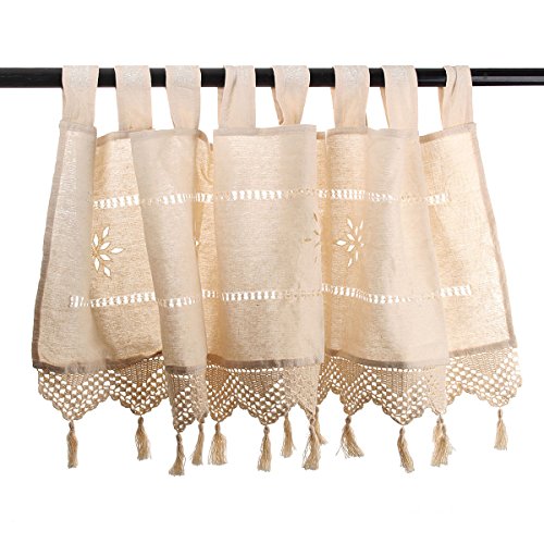 KING DO WAY archaistisch Scheibengardine&Klein Kaffee Vorhang mit Baumwolle-Leinen Küchen Vorhänge Gardinen /Hälfte/Kurz Vorhangs Home Dekoration Kitchen/cafe Curtain, H*B 45*150cm