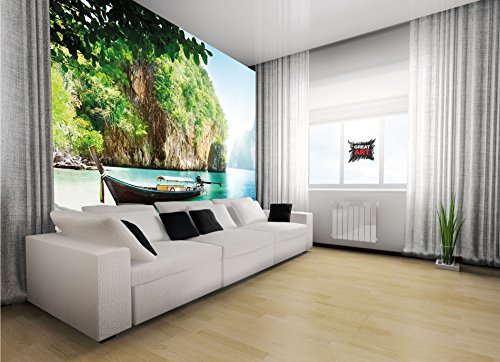 Fototapete Fischer-Boot in tropischer Bucht Wandbild Dekoration Urlaub Reisen Strand Paradies Bay Natur Insel Meer Travel Beach | Foto-Tapete Wandtapete Fotoposter Wanddeko by GREAT ART (336 x 238 cm) - 9