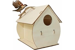 WOTEG Casetta per Uccelli - Ideale per Uccelli Selvatici - Resistente alle Intemperie - Casette per Colibrì in Legno da Giardino Casette per Uccelli in Legno Naturale per Scricciolo, Rondine, Passero
