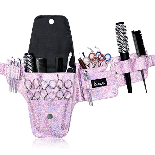 Designer Hairdressing Scissors Toolbelt Pouch Holder Bag Pink Snake Look