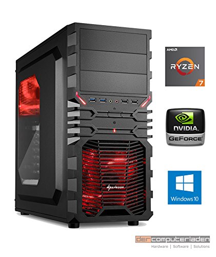 dercomputerladen Gamer PC System AMD, 7-1700 (Ryzen) 8x3,0 GHz, 16GB RAM, 1000GB HDD, nVidia GTX1060 -6GB, inkl. Windows 10 (inkl. Installation) Gaming Computer Büro Multimedia