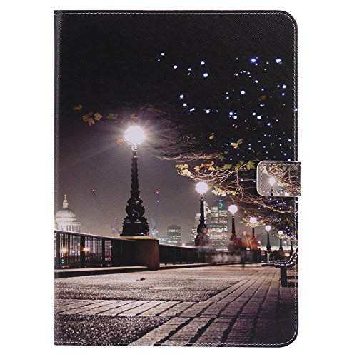 iPad Air Hülle, DEENOR Bunt Painting und Stilvoll Brieftasche Tasche PU Leder Flip Protective Stand Tasche Schutzhülle Hülle für Apple iPad Air iPad 5 Generation.[Night Street] - 2