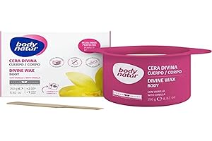 BODYNATUR - Cera Divina Cuerpo con Vainilla - Cera Profesional para Depilación - Contiene Espátula + 2 Toallitas - 250 GR