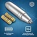 Nose Trimmer with Stainless Steel Dual-Edge Blades, Anjou Groomer for Nose, Ear and Facial Hair (Detachable Head, Washable Design, LED Light, 2 x AA Batteries for 90 Hours of Trimming per Battery) - Silver