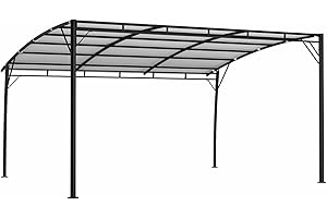 Gecheer Gazebo,Pegolato,Pergola,Padiglione,Parasole,da Giardino,in Tessuto,Colore Crema,Struttura in Acciaio,4x3x2,55 m,Gazebo da Giardino con Struttura in Acciaio,Gazebo da Parete