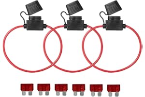 KOLACEN Automotive Car Truck In-line 16 Gauge Fuse Holder for Regular Standard Blade Type Fuse 3 Pieces + 6 Pieces Standard Blade Fuse 10Apm