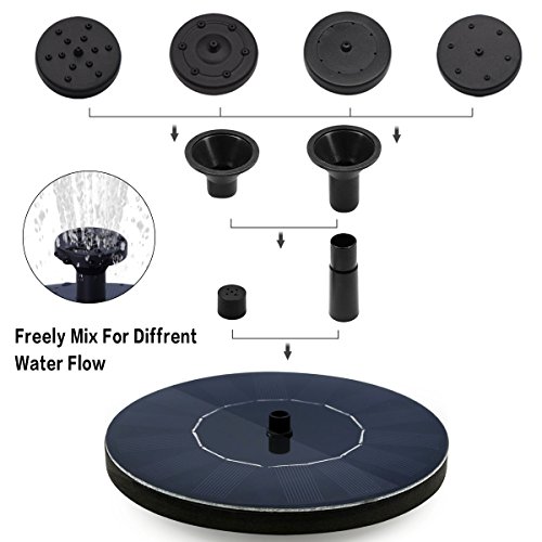 Hiluckey Solar Brunnen pumpe mit 1.4W Monokristalline Solar Panel Freie stehende Brunnen und pumpe für Gartenteich,Vogel-Bad, Fisch-Behälter, kleiner Teich - 3