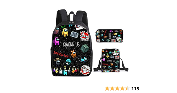 3Pcs Game Printing Among Us Backpack 