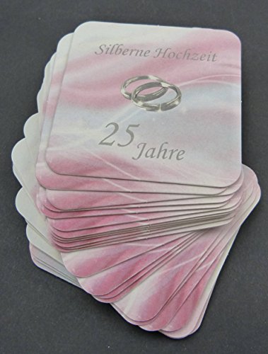 Bierdeckel Silberhochzeit Tischdeko bzw. Zubehör von Deko-Schulze. Alles für die Feier 25 Jahre und die silberne Hochzeit siehe Varianten-Auswahl. (25 Stück, Bierdeckel) - 2