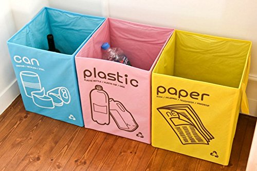 [cozymom Deco] Recycle Tasche separates Fach Papierkorb nicht Geflochtene Körbe Offene Container 3 Set - 2