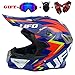 Produktbild C-TK Erwachsener Motocross-Helm MX-Motorradhelm ATV-Roller ATV-Helm D.O.T Zertifizierter Rockstar Multicolor mit Goggles-Handschuhe,A,S(54~55cm)