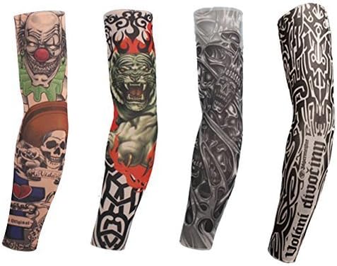 Tattoo Arm Sleeves Ice Silk Cooler 1 Pair UV Protection Breathable Art Temporary Riding Sleeves for Men Adults 1 Pair