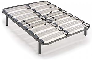 HOGAR24 ES | Somier Multiláminas | Láminas De Haya Antideslizantes | Regulación Lumbar | Incluye Juego de Patas de 32 cm | Medidas: 135x190 cm