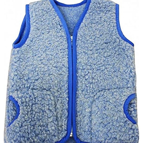 Fleece-Weste Mit Traktor-Stickerei – Blau, Größe Q6, 100% Polyester, Mit Reißverschluss & Taschen