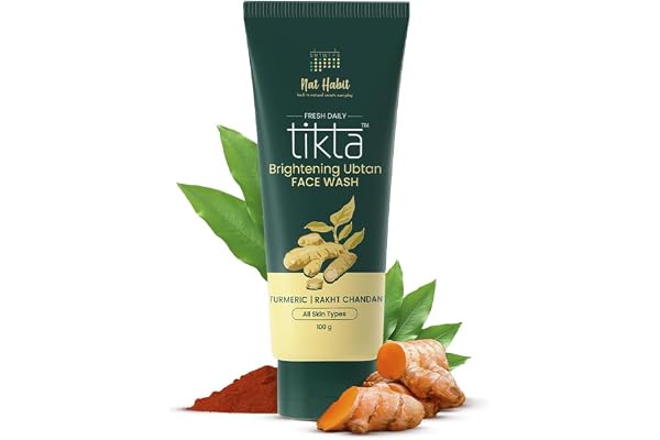 Nat Habit Ubtan Face Wash, Fresh Daily Tikta For Men & Women, Skin Brightening With Activated Wild Turmeric, Suitable For All Skin Types, Chemical & Sulphate Free, 100g