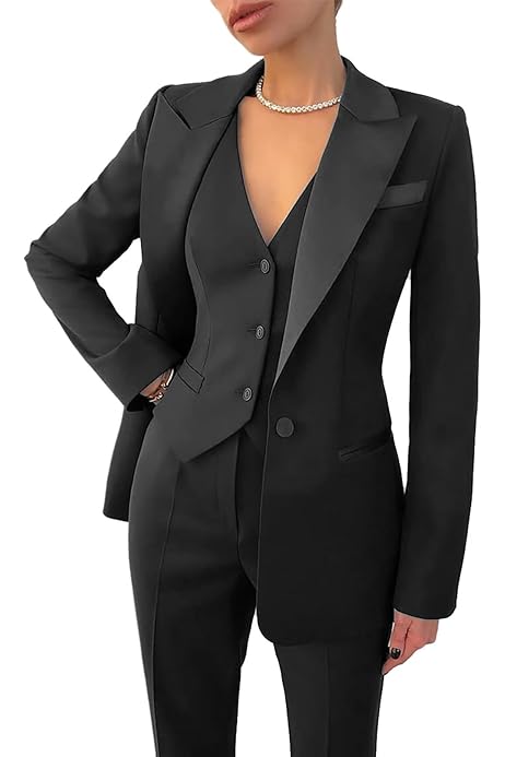 Traje Formal Traje Chaqueta Mujer Con Chaleco Trajes Pantalon