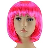 WOMENS LADIES SHORT BOB WIG FANCY DRESS COSPLAY WIGS POP PARTY COSTUME (Pink)