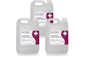 HISTOKIT SUMINISTROS DE LABORATORIO Alcohol isopropílico 99% 15 litros (Paquete de 3),Limpieza de electrónica, móviles, PC, objetivos y pantallas, Limpieza de superficies