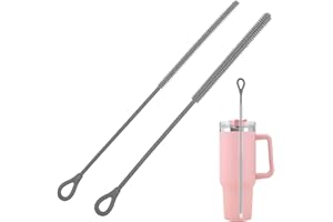iwontalersy Pack of 2 Silicone Straw Brushes, Reusable Straw Brushes for Glass Straw, for Pipettes, Test Tubes, Funnel (6 mm + 9 mm) Grey