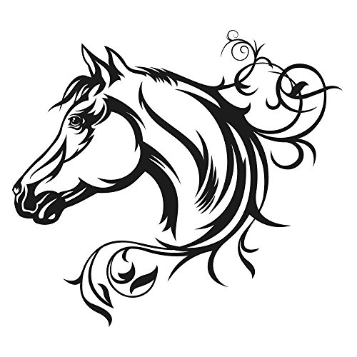 Pferd Ornamente Wandtattoo 57cm x 51cm, L, 070 schwarz - 4