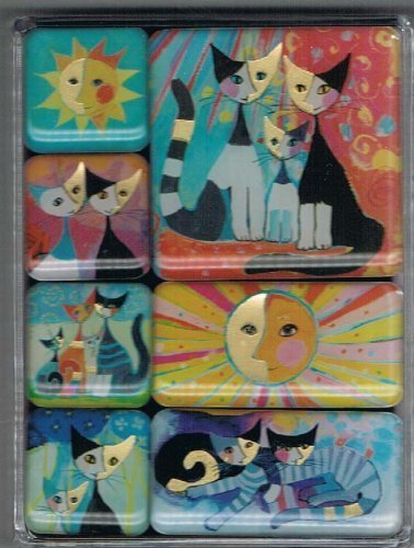 Rosina Wachtmeister - Imanes (7 Unidades, en Caja de Regalo), diseño de Gatos y Sol