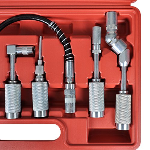 vidaXL Adapter und Zubehörsatz für Fettpressen, 7 tlg Set, Panzerschlauch Winkelaufsatz - 6