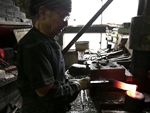 Original japanisches SANTOKU-Messer Kurouchi Yoshimi Kato. Klingen-Länge 17cm. Aogami super, handgeschmiedet. Runder Echt-Holz-Griff aus hochwertiger amerikanischen Kirsche - 5