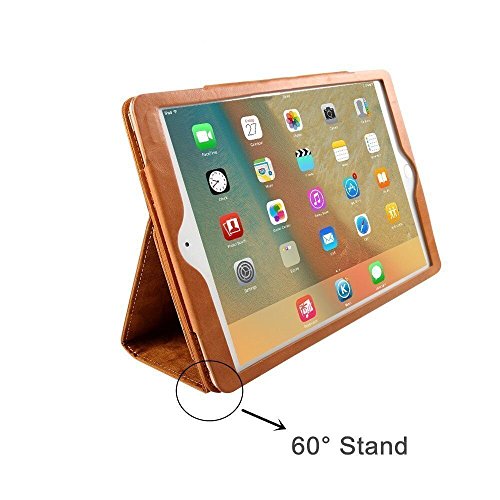 boriyuan Apple Ipad Air Echt Ledertasche Smart Case Hülle im Bookstyle mit mit Standfunktion, Magnetverschluss (Ipad Air 2013 Braun) - 8
