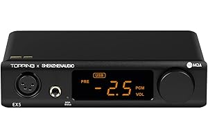 AIMPIRE Topping EX5 MQA Dual ES9038Q2M DAC Bluetooth 5.0 LDAC DSD512 PCM 768kHz Hi-Res Audio HiFi Decoder Kopfhörer-Verstärker (schwarz)