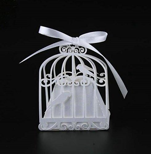 Erosion 50pcs Birdcage Laser Cut Candy Box Wedding Favor Box Gift Box Baby Shower Wedding Decoration Party Supplies Party Decor Mariage (White)