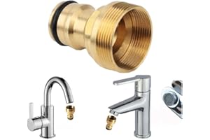 KKPW Universal Tap Connector, 1 Pack Outside Tap Connector Brass Hose Adapter,Brass Threaded Tap Connector Garden Hose Connecto,Fitting Water Connector for Outside Garden Tap Kitchen Tap