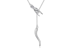 JERWLI Italienische Horn Halskette Sterling Silber Cornicello und Mano Cornuto Glück Schutz Amulett Anhänger Schmuck für Frauen Mädchen