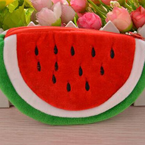 Bluelans® Wassermelone Bleistifthalter Bleistift Federtasche Federmäppchen Kosmetik Make-up Tool Bag Aufbewahrungstasche Geldbeutel Münzen Beutel (M (20cm x 10cm), Rot) - 2