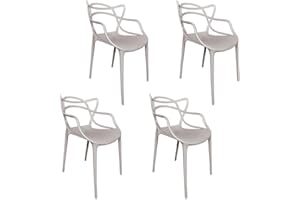 PALUPLUS 4 Sedie da Giardino Modello Twist con Schienale Intrecciato, Misura 53x52x81 cm, Sedie in Polipropilene con Seduta Ergonomica, Design Moderno, per Interno ed Esterno -161F (Tortora)