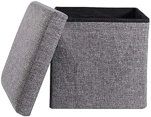 SLONAMA Folding Large Storage Ottoman Cube Foot Rest Bench Stool with Lid Seat Padded with Memory Foam for Laundry, Cloths, Kids Toys Storage Organizer Space Saving Bin Box- 30x30x30 cm