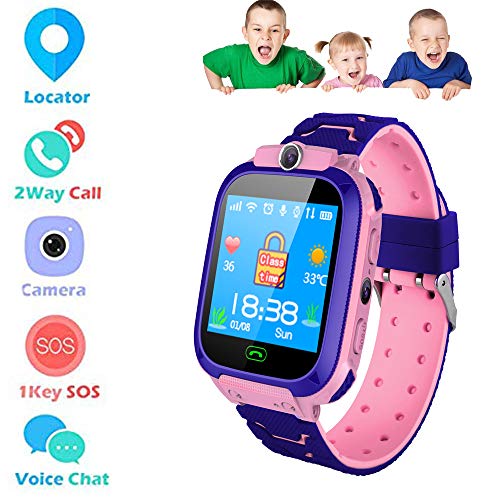 MUXAN Smartwatch per Bambini con Touchscreen da 1,44 Pollici con Posizionamento SBS LBS Comunicazione SMS Bidirezionale Applicazione Gratuita Adatto per 3 Bambini Fino a 12 Anni (Rosa)