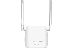 STRONG - Router Wifi 4G LTE 300M - Wifi fino a 150 Mbps 4G/300 Mbps - 1 porta RJ45 - Funziona con tutti i tipi di SIM - Condivisione rete dati - Antenne rimovibili - Facile da installare - Bianco