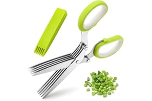 IMPERIAL STUDIOS Herb Scissors 5 Blades Stainless Steel Multipurpose Kitchen Scissor Herb Cutter, Multi Blades Herbal Chopper Scissors Great Kitchen Gadgets with Cleaning Comb and Protective Cover with Gift