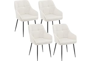 Klihome Dining Chair Set of 4, Velvet Upholstered Chair with Backrest, Metal Legs, for Dining Room, Living Room, Bedroom, Cream, K0013EZS-4-UK