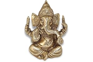 ZAP IMPEX Ganesh, Ganpati | Statua in ottone indiano | Scultura religiosa realizzata a mano da Ganesha, effetto anticato, in ottone massiccio, artefatto, collezione preziosa, finitura in ottone, regalo religioso,, Metallo, 2.5" Der Ganesha