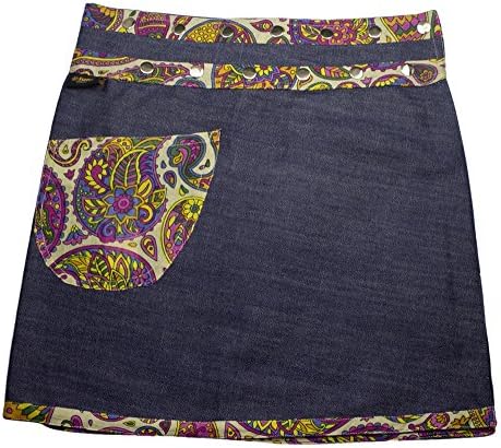 SUNSA ladies skirt jeans skirt summer skirt wrap skirt mini skirt reversible skirt, 2 in 1 with adjustable size