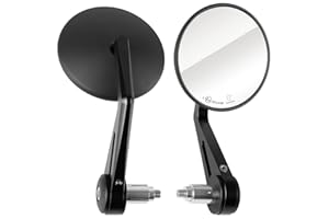 ‎EVERMOTOR Evermotor Universal CNC Lenkerendenspiegel Motorrad, Motorrad Spiegel Rückspiegel E9-Geprüft, 360°Drehbarer Lenkerspiegel Kompatibel mit Quad Scooter ATV Moped