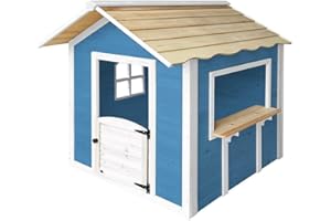 HOME DELUXE - Spielhaus - DER GROßE PALAST blau - 118 x 138 x 132 cm - ohne Bank - FSC zertifiziertes Kinderspielhaus, inkl. Montagematerial I Gartenhaus Holzhaus Kinderhaus
