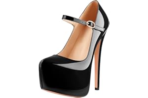 Only maker Damskie rzemyki Mary Jane buty platformowe Stiletto lakierowane buty na wysokim obcasie z paskiem na kostkę klamrą