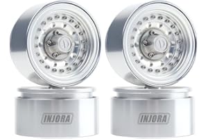 INJORA RC 1,9 Beadlock Pulgadas RC Llanta de Rueda RC Coche Rueda Rim Cubo de Rueda para 1:10 RC Crawler Axial SCX10 Pro TRX4 Bronco VS4-10 Redcat Gen 8 7 Pro Enduro(Plateado)