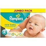 Pampers New Baby (Mini) Nappies Jumbo Pack - Size 2 (74 Nappies)
