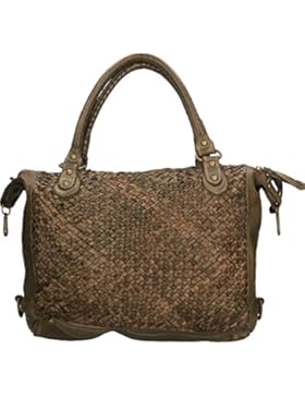 Frau Handtasche Chicca Borse Vintage in echtem geflochtenem Leder Made in Italy 35x26x12 Cm