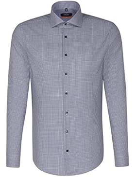 SEIDENSTICKER Herren Hemd Slim Langarm Bügelfrei Karo Businesshemd Kent-Kragen Kombimanschette weitenverstellbar